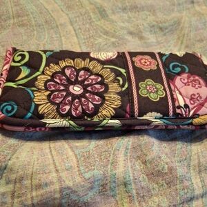 Vera Bradley Black Floral Quilted Glasses Case with Pink, Yellow & Teal Accents